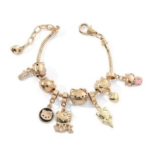Hello Kitty Charm Bracelet Gold Plated – Adjustable Jewelry for Women & Girls